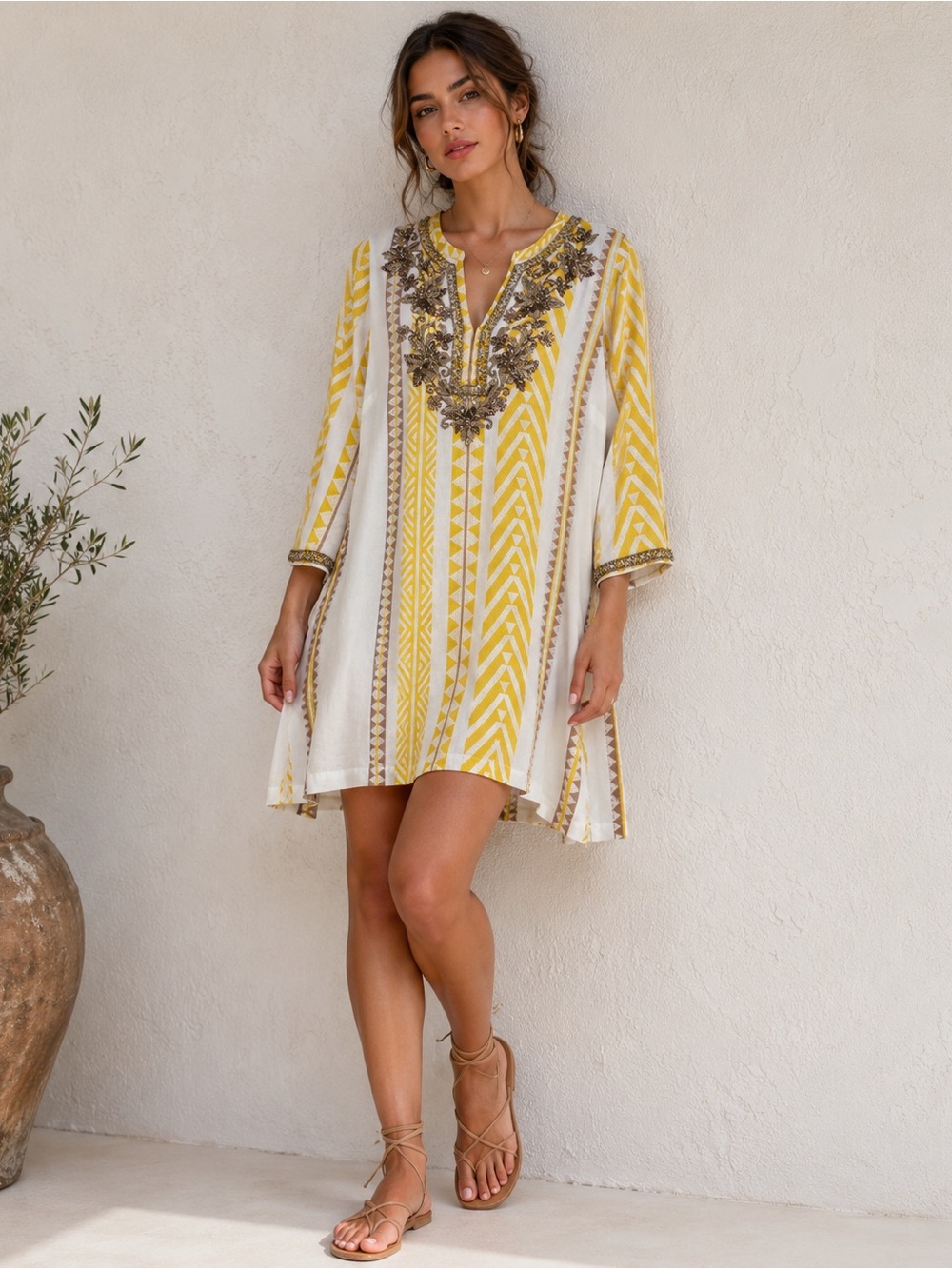 Soft Surroundings | Embellished Boho Tunic Dress‎ | Petite Small